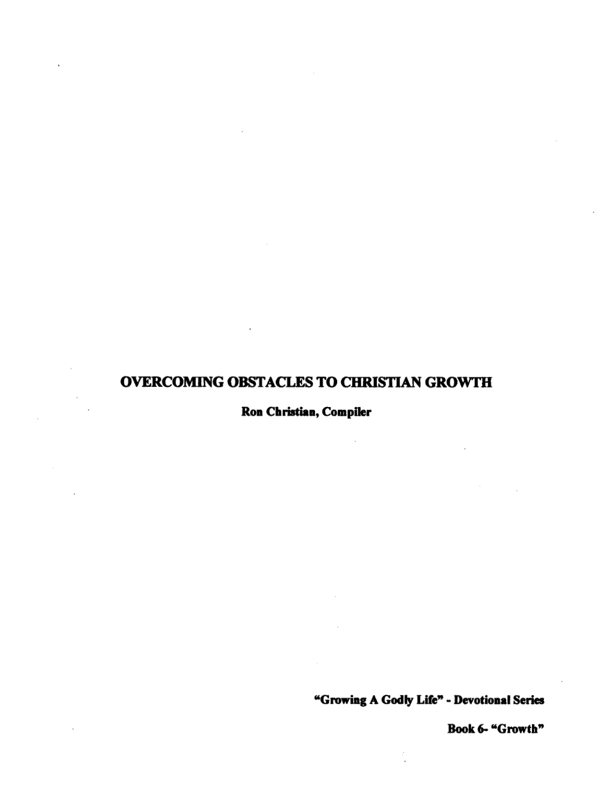 Cover of Overcoming Obstacles to Christian Growth